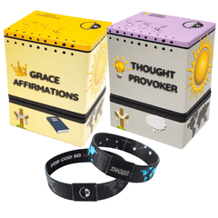 3-in-1 Christian Gift Bundle: 150 Affirmation & Prayer Cards + 150 Reflective Scripture Cards + Reversible John 3:16 Wristband – LOL With Christ