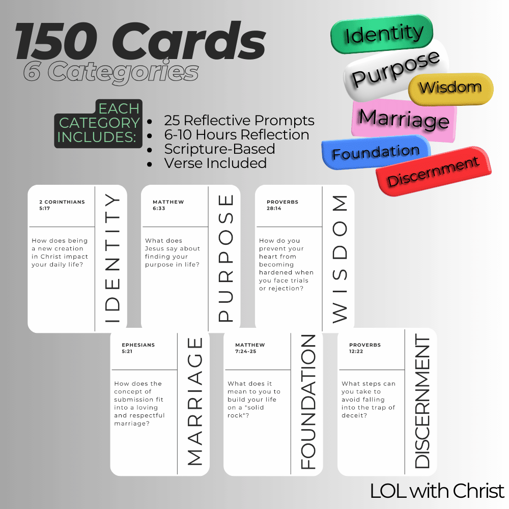 3-in-1 Christian Gift Bundle: 150 Affirmation & Prayer Cards + 150 Reflective Scripture Cards + Reversible John 3:16 Wristband – LOL With Christ